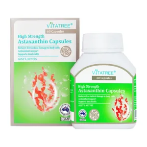 High Strength Astaxanthin Capsules Vitatree Hỗ trợ trẻ hoá làn da 60 viên