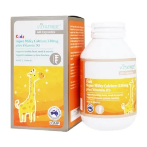 Kids Super Milky Calcium 330mg Plus Vitamin D3 Vitatree Bổ sung Canxi, Vitamin D3 cho bé 60 viên